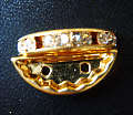 Gold Metal Slider with Rhinestone Inlay, 10mm - Sold Individually.