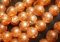 Golden Bronze Crackle Glass Rounds  , 12mm - Pack of 10.