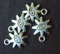 Silver Sun Charms, 14mm- Pack of 20.