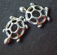 Silver Metal Turtle , 18mm x 13mm- Pack of 5.
