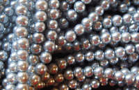 Silver Glass Pearls, 4mm - String of +/- 200.