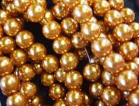 Gold Glass Pearls, 10mm - Per string ( +/- 85).
