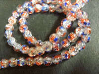 Clear Crackle With Blue and Red Fleck, 8mm - Pack of 20.