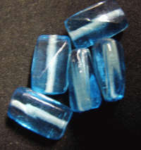 Blue Indian Glass Rectangle, 16mm x 10mm - Pack of 5.