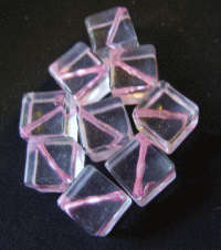 Acrylic Pink Line Through Cube, 12mm - Pack of 10.