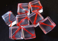 Acrylic Red Line Through Cube, 12mm - Pack of 10.