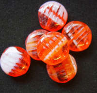 Orange Indian Glass Disc With White, 12mm- Pack of 5.