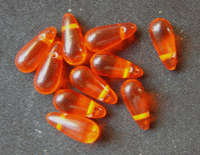 REDUCED! Orange Czech Teardrops - Pack of 10.