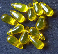 REDUCED! Yellow Czech Teardrops - Pack of 10.