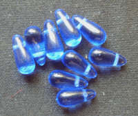 REDUCED! Blue Czech Teardrops - Pack of 10.