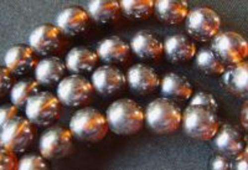 Amber Czech Glass Rounds, 8mm - Pack of 5.