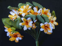Orange and White Material  Flowers, per bunch of 10 .