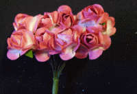 Deep Pink And White Paper Roses, per bunch of 12.