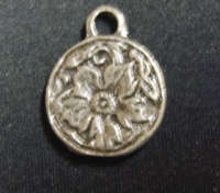 Pendant Disc With Flower Design, 25mm x 20mm - Sold Individually..