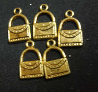 Golden Bronze Handbag Charms , 18mm x 12mm - Pack of 5.