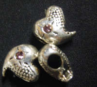 Metal Spacer Heart with Lilac Rhinestone, 14mmx14mmx7mm - Sold Individually!