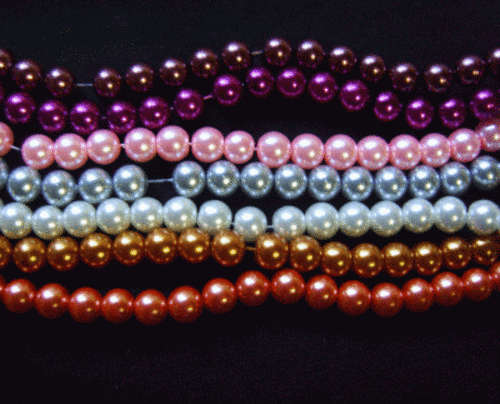 Assorted Glass Pearls, 8mm - Pack of 5 Half Strings (+/-50 per string).