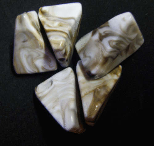 Acrylic White/ Brown Marble Beads, 32mm x 22mm - Pack of 5.