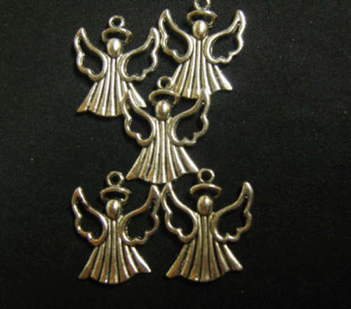 Nickle Angel Charm, 26mm x 22mm - Pack of 5.