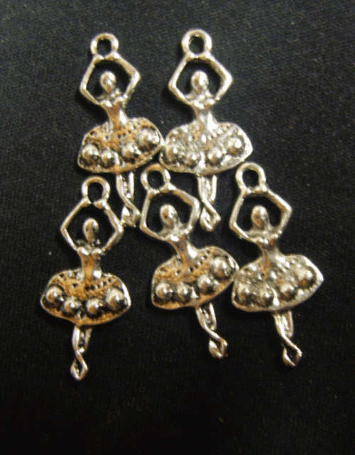 Nickle Ballerina Charm, 27mm x 12mm - Pack of 5.