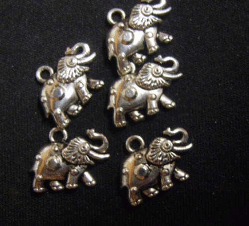 Nickle Elephant Charm, 15mm x 14mm - Pack of 5.