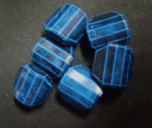 Acrylic Black/Blue Facet Squares, 19mm x 8mm - Pack of 20.