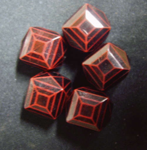 Acrylic Black/Maroon Facet Cube, 16mm  - Pack of 5.