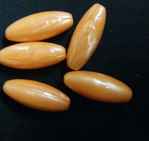 WINTER SALE! Acrylic Peach MOP Oval, 32mm x 12mm  - Pack of 5.