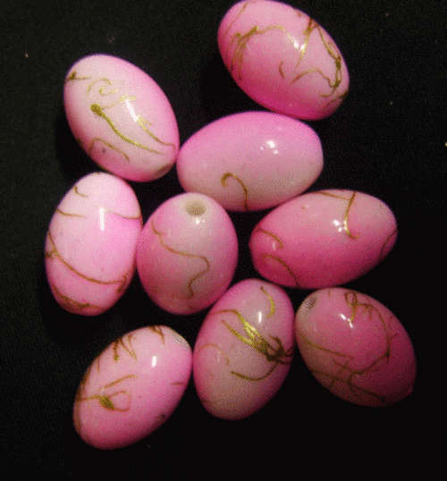Acrylic Pink Splash Oval, 20mm x 12mm  - Pack of 5.