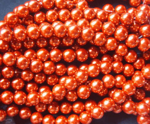 Burnt Sienna Glass Pearls, 12mm - Pack of 10.