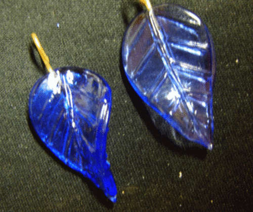 Blue Indian Glass Leaf Pendant - Sold individually.
