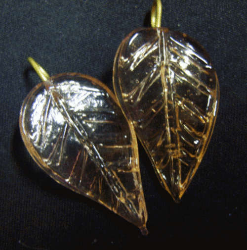 Peach Indian Glass Leaf Pendant - Sold individually.
