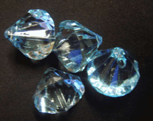 Light Blue Acrylic Facet Drops ,25mm x 22mm - Pack of 5.