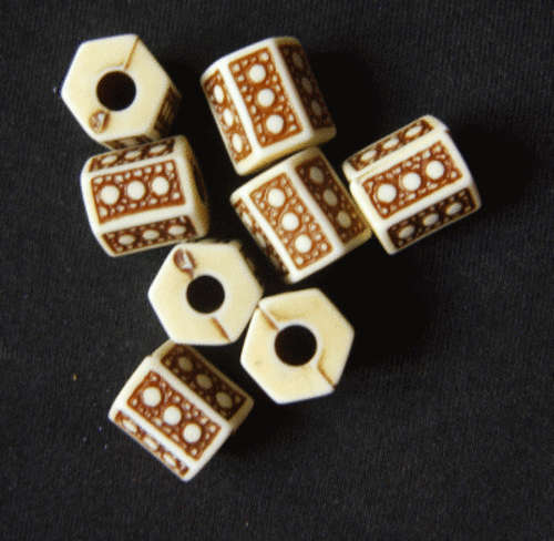 Acrylic Cream/Brown Hexagon - Pack of 50.