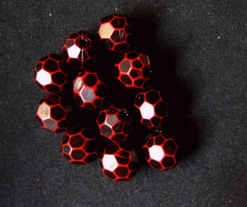 Maroon/Black Facet Acrylic Round, 12mm - Pack of 50.