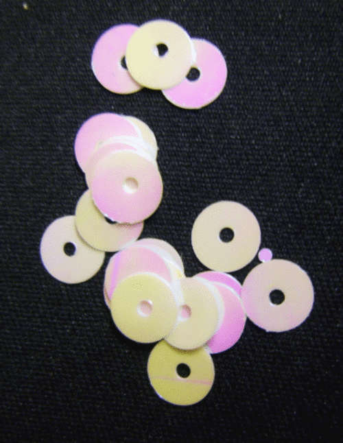 Cream/Pink Sequins,7mm - Pack of 100.