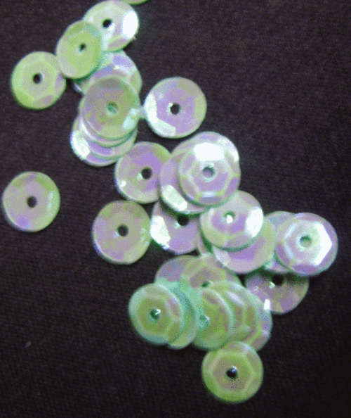 Soft Green Facet Sequins,7mm - Pack of 100.