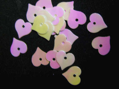 Cream/Pink Heart Sequins,8mm - Pack of 100.