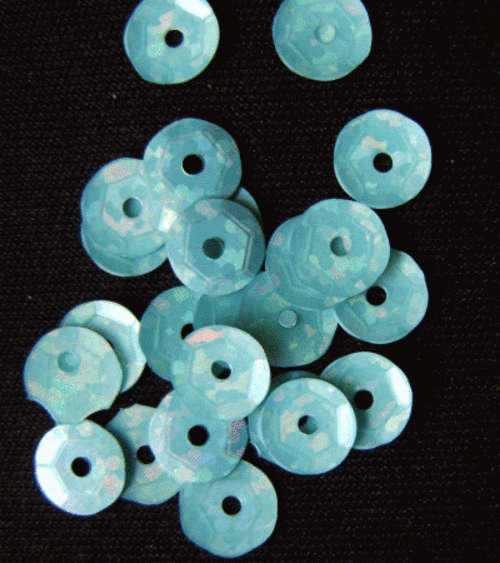 Aquamarine Facet Disc Sequins, 7mm - Pack of 100.