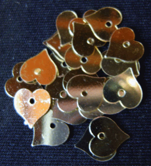 Gold Heart Sequins, 8mm - Pack of 100.