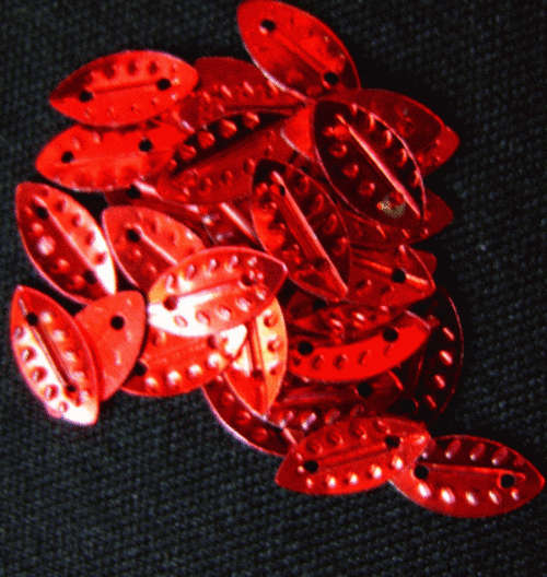 Red Leaf Sequins, 8mm x 4mm - Pack of 100.