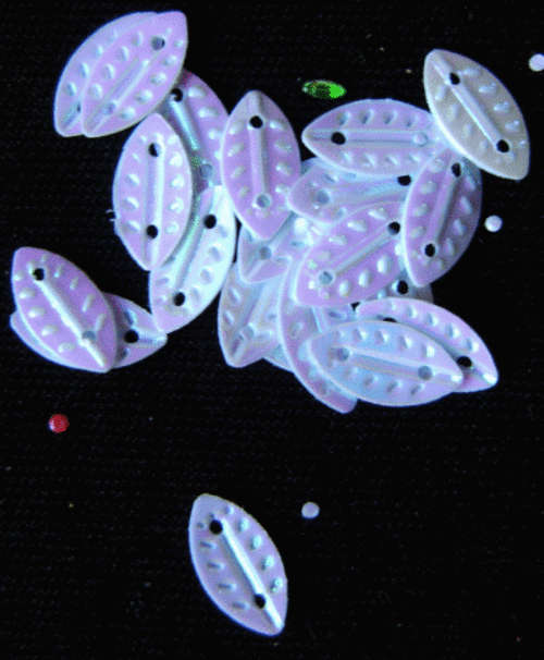 White Leaf Sequins, 8mm x 4mm - Pack of 100.