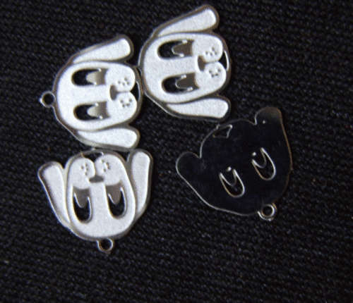 Thin Metal Dog Charm / Embellishment, 9mm x 8mm - Pack of 5.