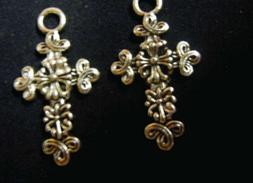 Nickle Cross Charms,32mm x 17mm - Pack of 5.