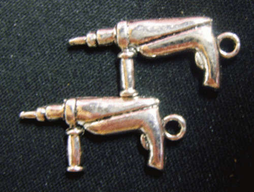 Nickle Power Drill Charms, 28mm x 12mm - Pack of 5.