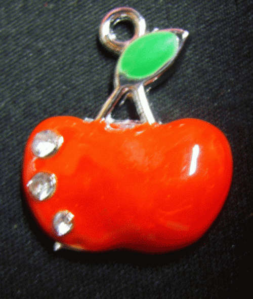 Enamel Charm Apple, 28mm x 22mm - Sold Individually