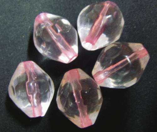 Acrylic Pink Line Through Facet, 20mm x 17mm - Pack of 5.
