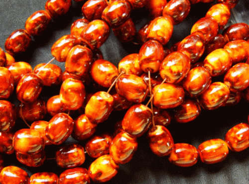 Brown Marble Glass Ovals, 15mm x 11mm - Per String(+/-50)