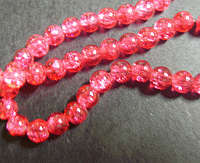 Cherise Crackle Glass Rounds, 4mm - Per String (+/- 200).