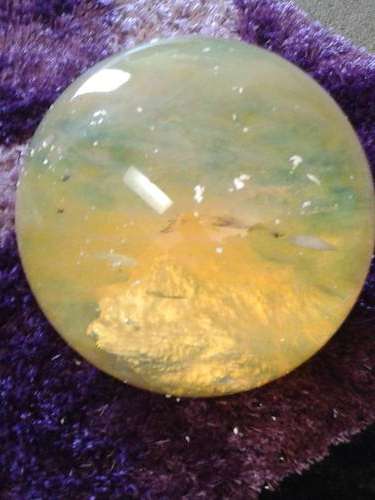 Massive Yellow Crystal Ball with embedded Pyrite - 71cm diameter